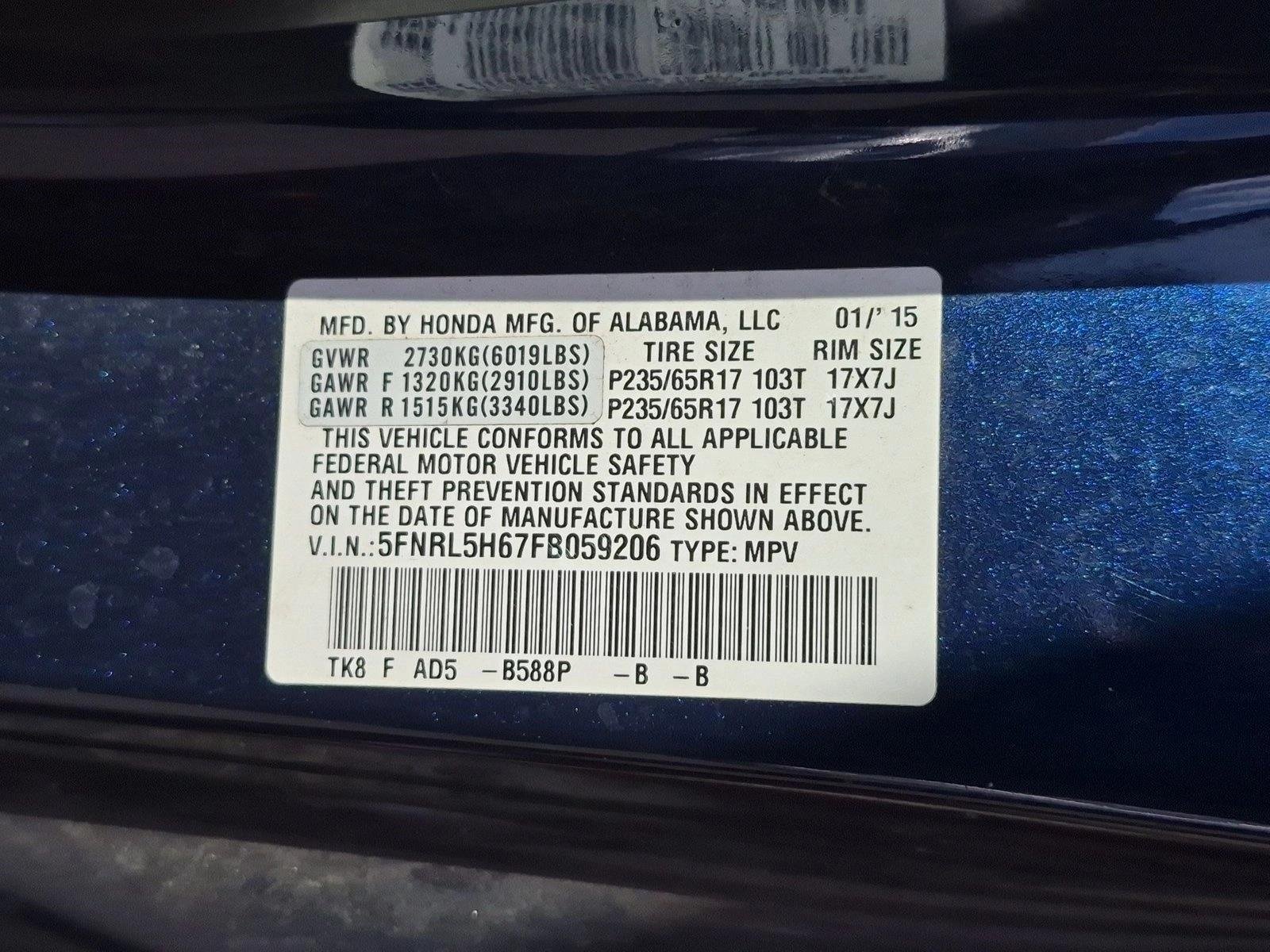 Used 2015 Blue Honda EX-L image 14
