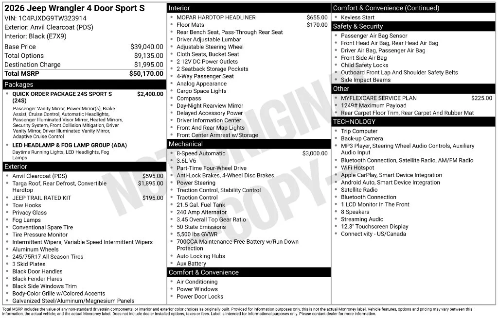 New 2026 Anvil Clear-Coat Exterior Paint Jeep Sport S image 7