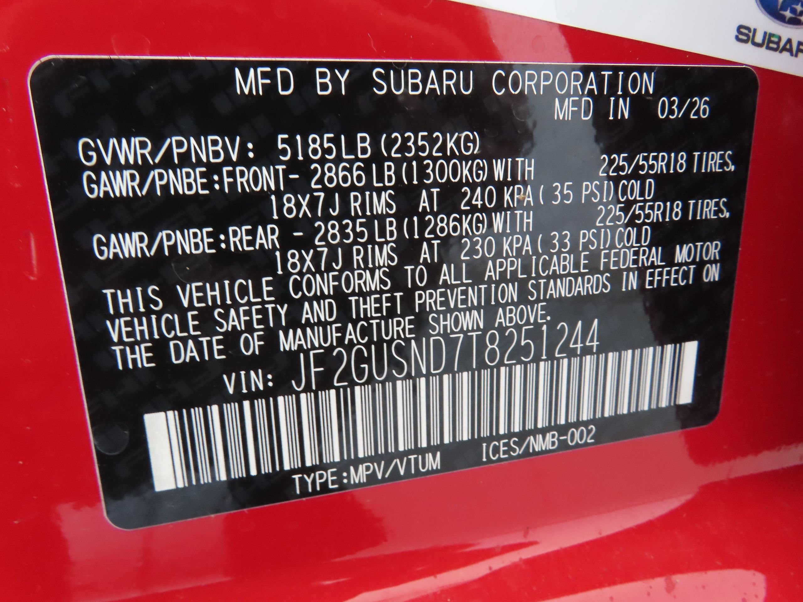 New 2026 PURE RED Subaru Limited Hybrid image 28