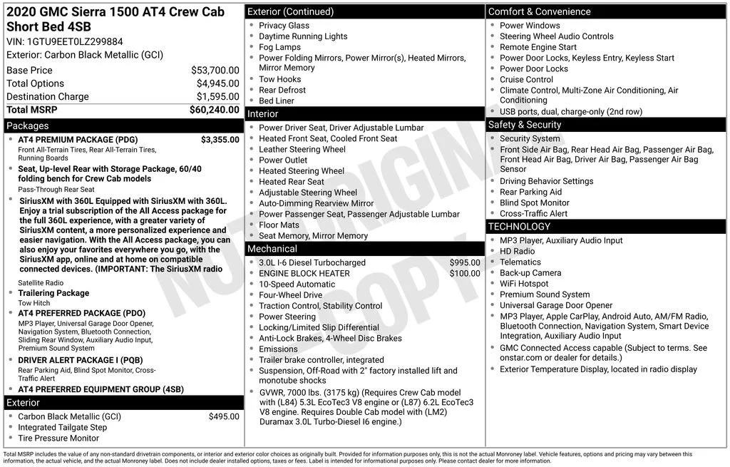 Used 2020 CARBON BLACK METALLIC GMC AT4 image 40