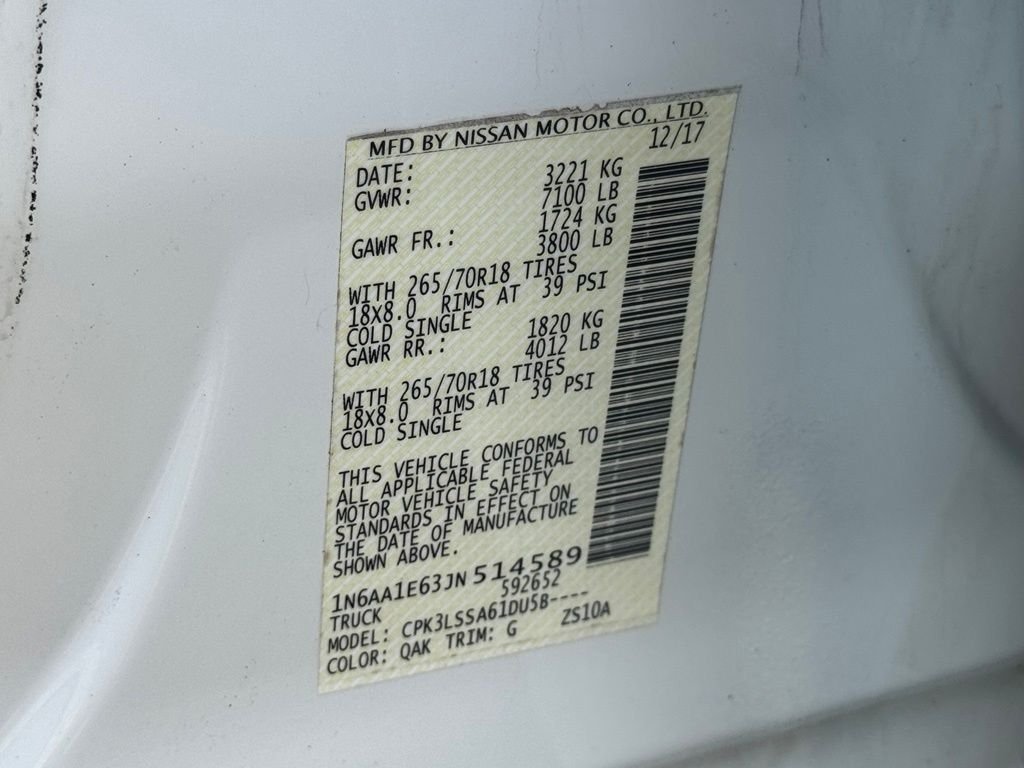 Used 2018 White Nissan SV image 18