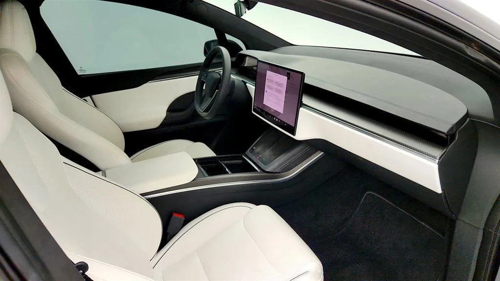 Used 2024 Stealth Grey Tesla Plaid AWD w/ White & Black Vegan Leather Interior image 29