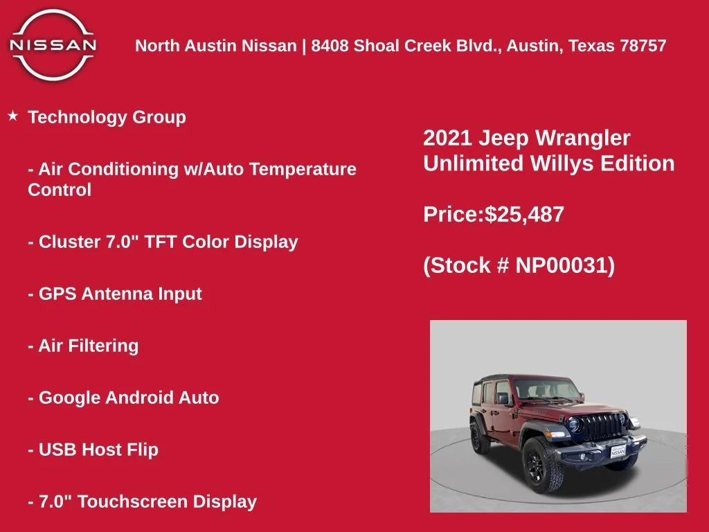 Used 2021 Red Jeep Unlimited Willys image 11