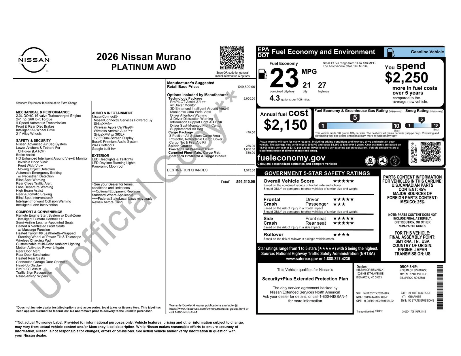 New 2026 Everest White Pearl TriCoat / Super Black Two-tone Nissan Platinum image 76