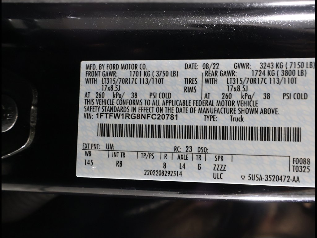 Used 2022 Agate Black Ford Raptor image 19