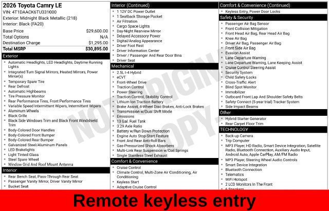 Used 2026 Black Toyota LE image 20
