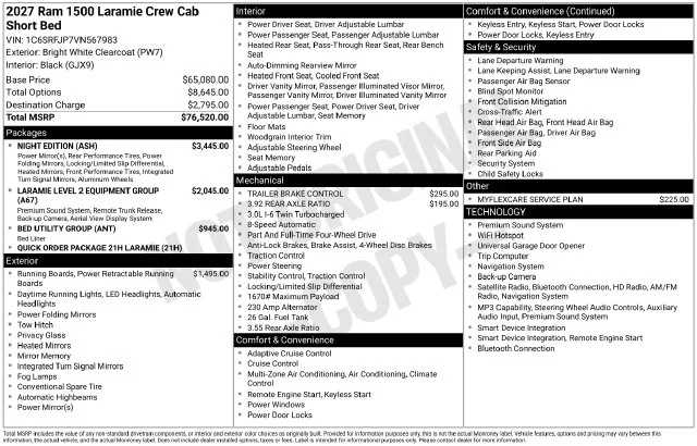 New 2027 Bright White Clear-Coat Exterior Paint RAM Laramie image 4