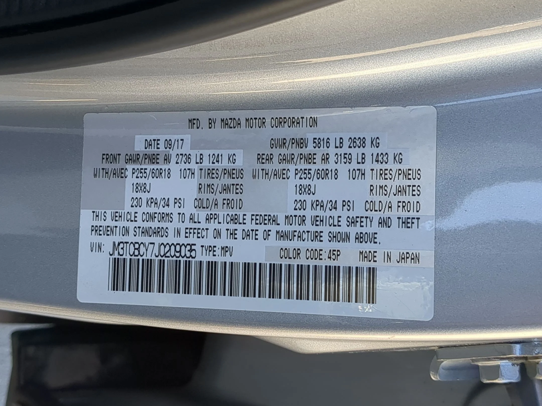 Used 2018 Sonic Silver Metallic Mazda Touring image 31
