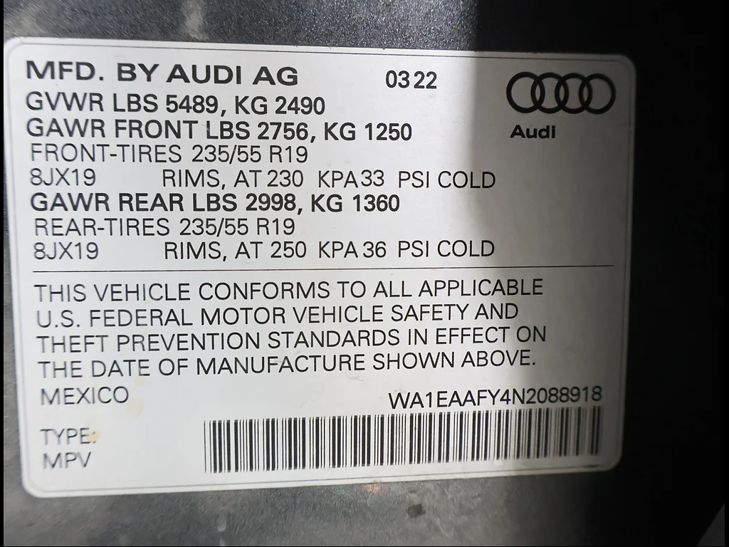 Used 2022 Daytona Gray Pearl Effect Audi 2.0T quattro Premium Plus S line image 12