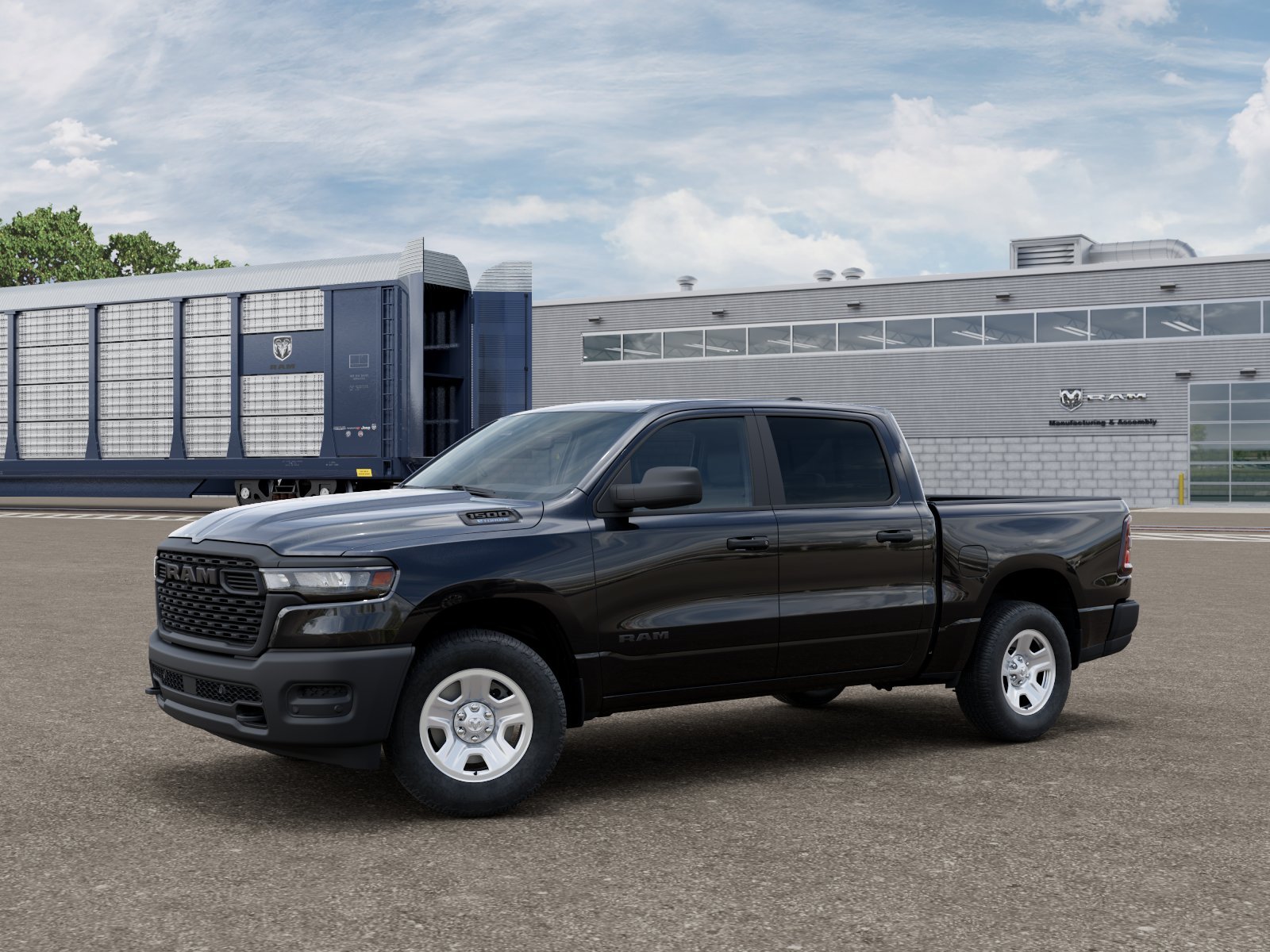 Diamond Black Crystal Pearl-Coat Exterior Paint 2026 RAM 1500 Tradesman Crew Cab 4WD Pickup Truck Four-Wheel Drive
