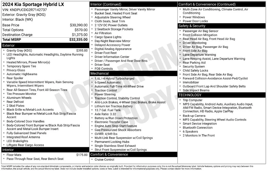 Used 2024 Gray Kia LX image 2