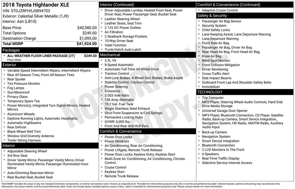 Used 2018 Silver Toyota XLE image 6