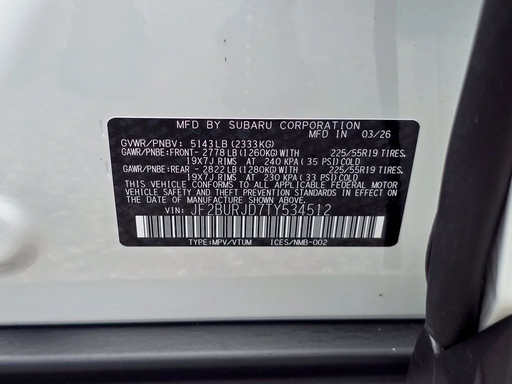 New 2026 White Subaru Touring XT image 32