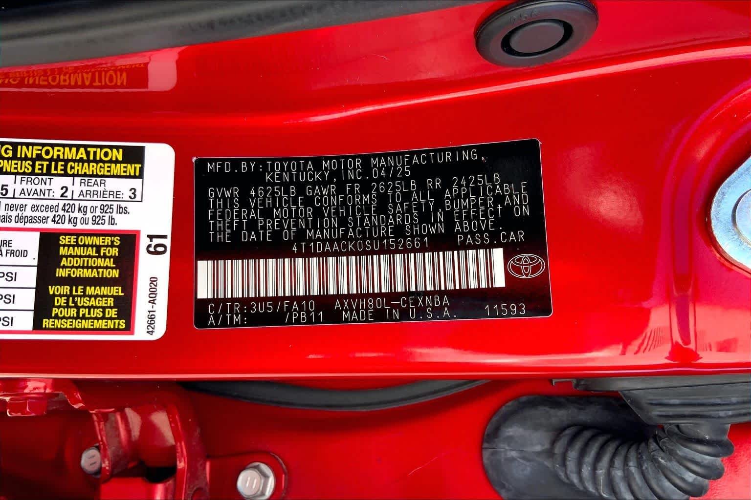 Used 2025 Supersonic Red Toyota LE image 36