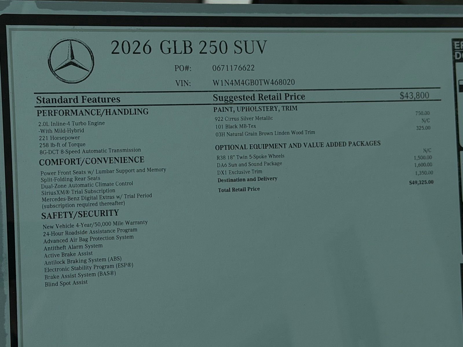 New 2026 Cirrus Silver Metallic Mercedes-Benz GLB 250 image 22