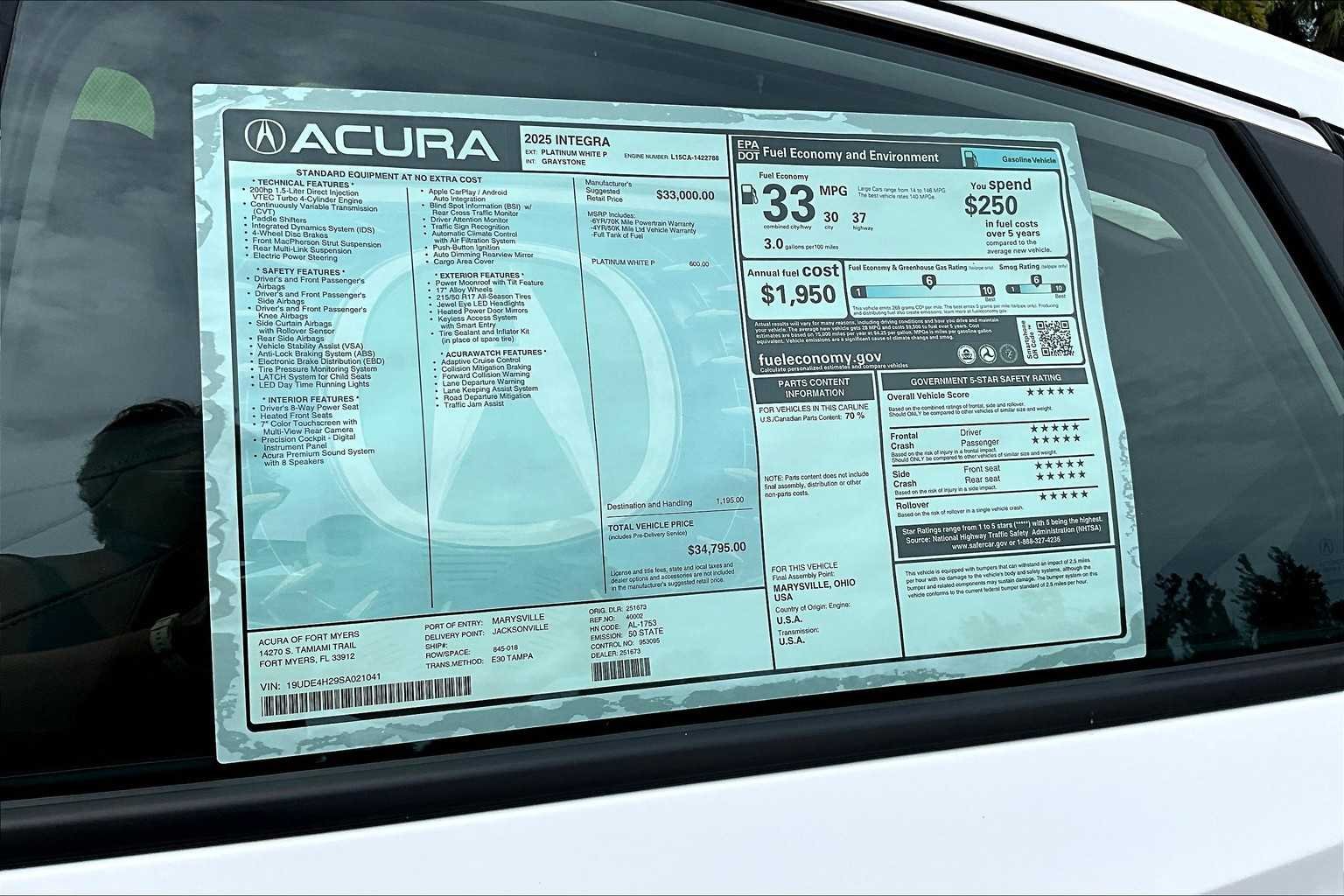 Used 2025 Platinum White Pearl Acura  image 22
