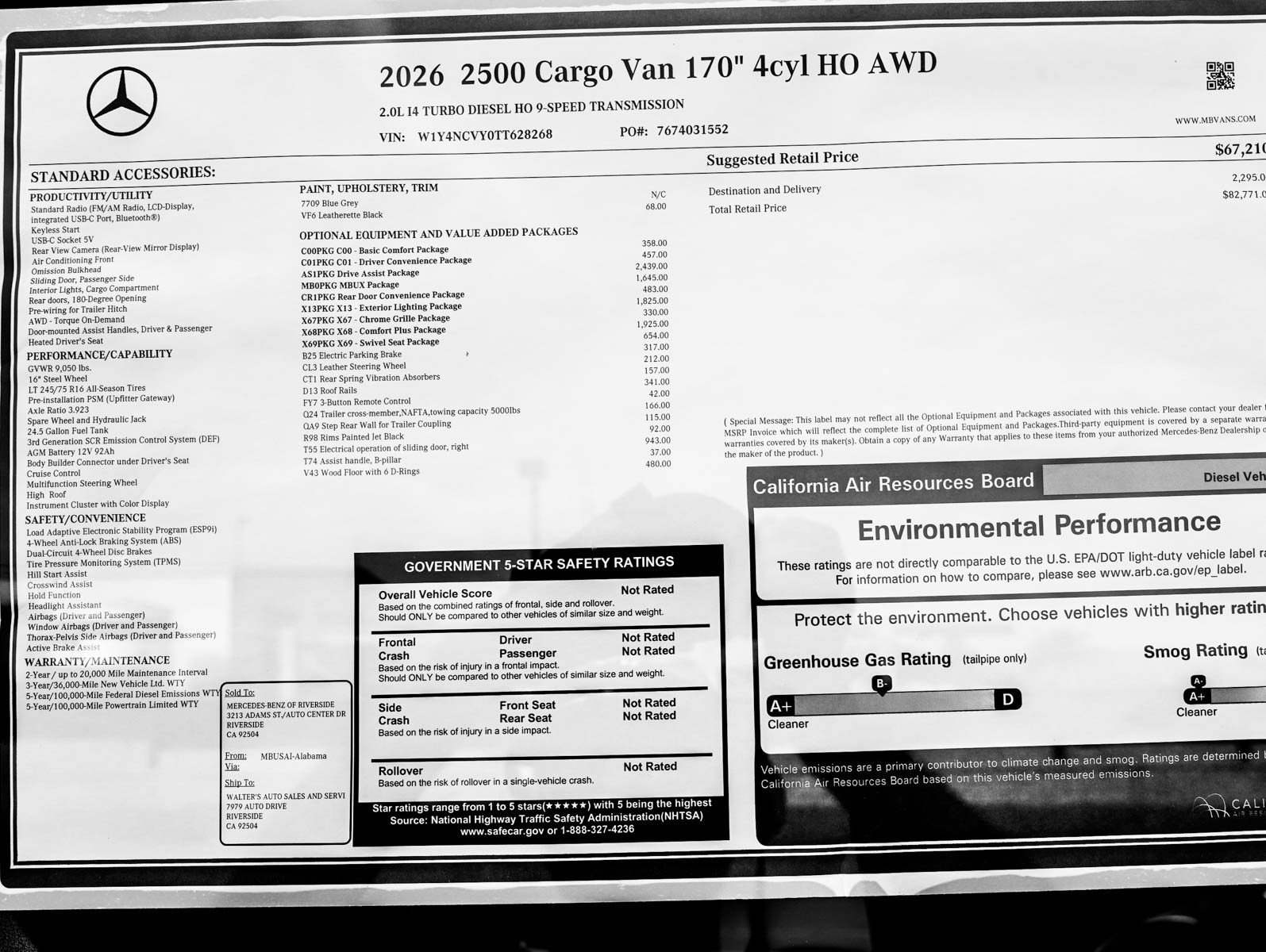 New 2026 Blue Gray Mercedes-Benz 2500 High Roof I4 Diesel HO 170 AWD image 27