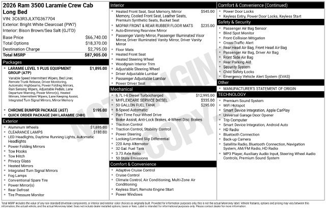 New 2026 Bright White Clear-Coat Exterior Paint RAM Laramie image 40