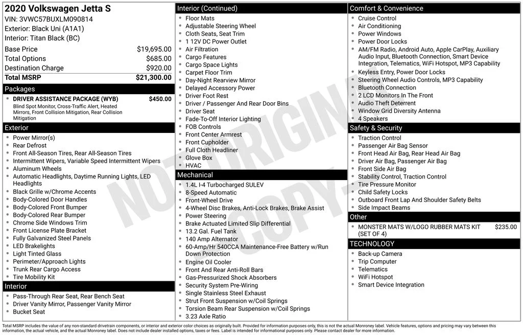 2020 Volkswagen Jetta 1.4T S Auto SULEV's photo