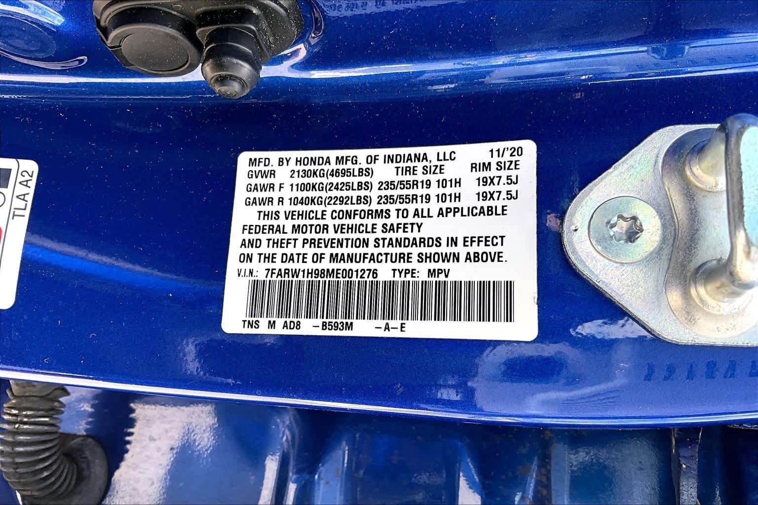 Used 2021 Aegean Blue Metallic Honda Touring image 35
