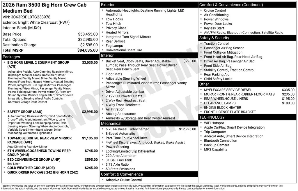 New 2026 Bright White Clearcoat RAM Big Horn image 6