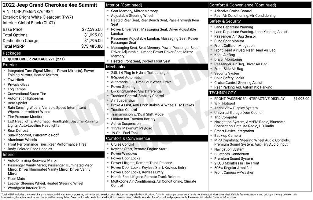 2022 Jeep Grand Cherokee Summit Reserve 4xe