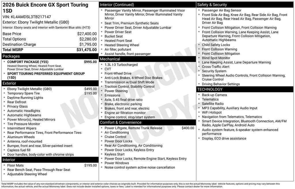 New 2026 Ebony Twilight Metallic Buick Sport Touring image 25