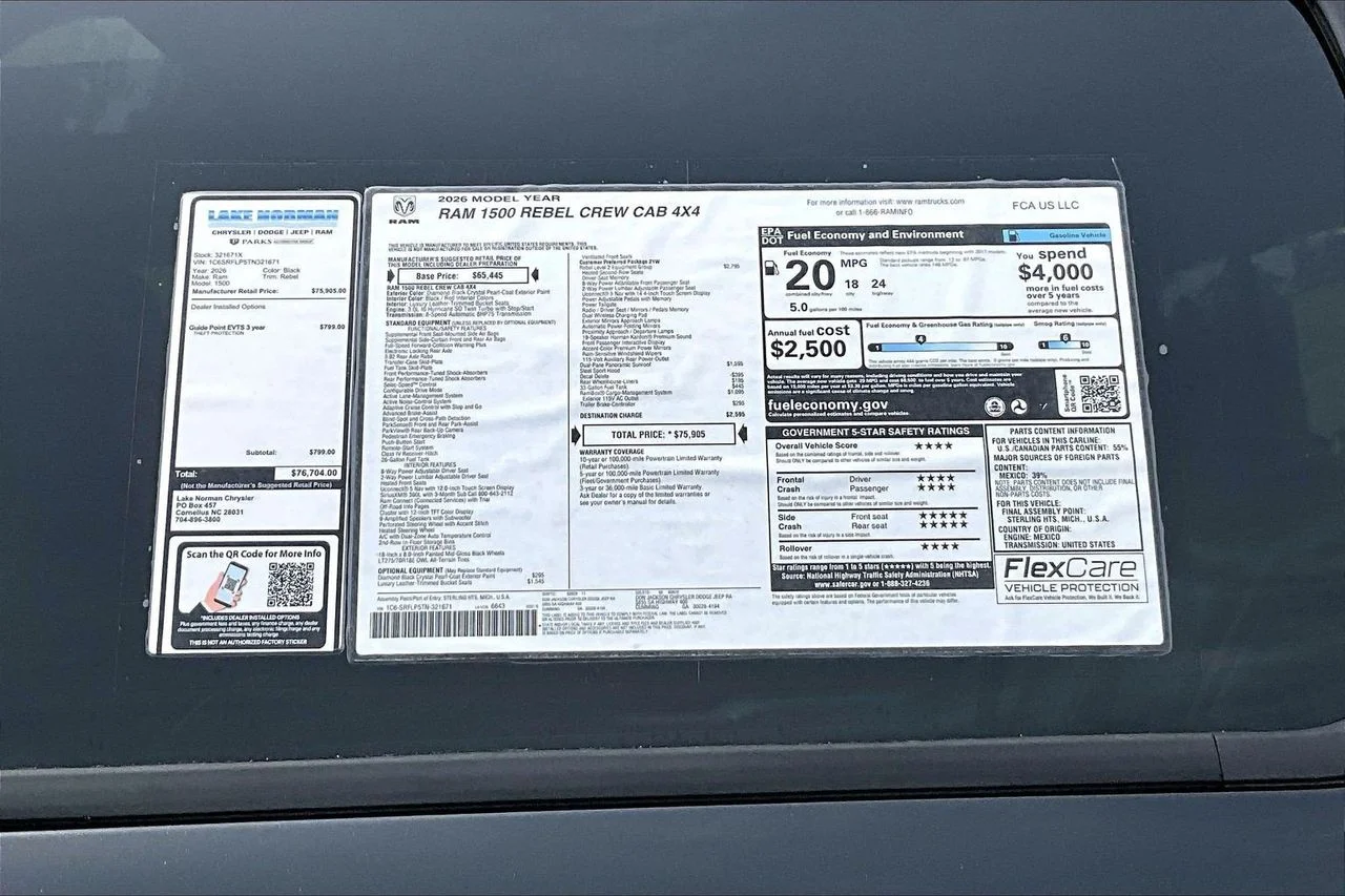 New 2026 Diamond Black Crystal Pearl-Coat Exterior Paint RAM Rebel image 38