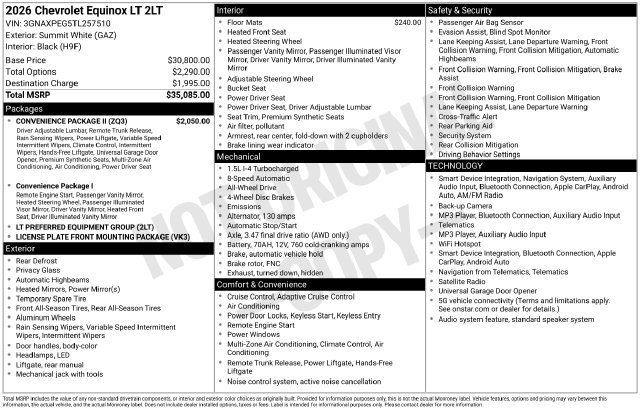Used 2026 Summit White Chevrolet LT image 13