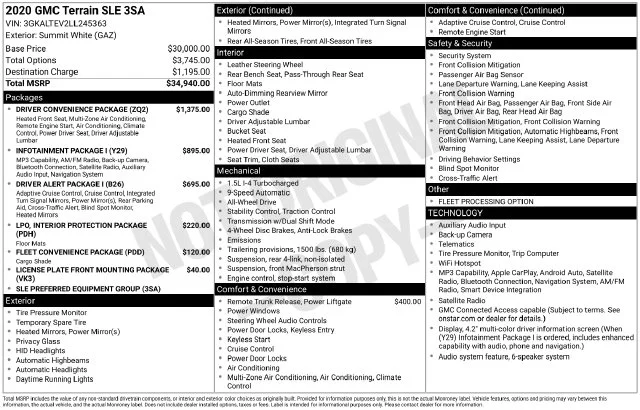 Used 2020 Summit White GMC SLE image 18