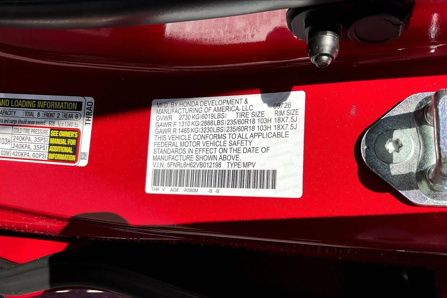 New 2027 Radiant Red Metallic II Honda EX-L image 19