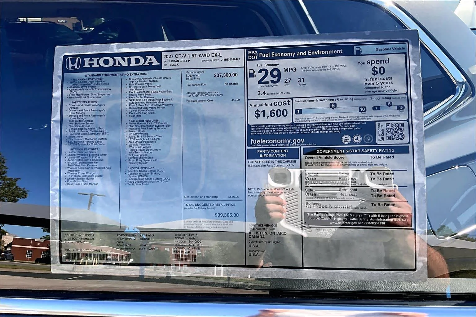 New 2027 Urban Gray Pearl Honda EX-L image 20