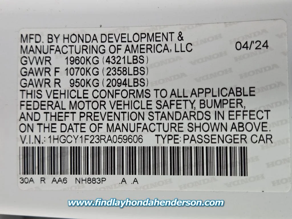 Certified Used 2024 Platinum White Pearl Honda LX image 13