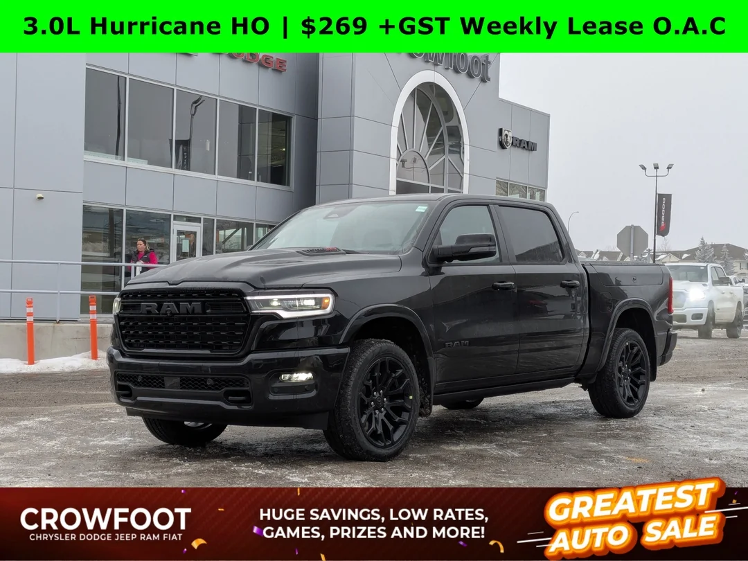 New 2026 Black RAM Limited - - Night Edition - Level A Grp - Pano Sunroof - 14.4 Uconnect NAV & More! image 1