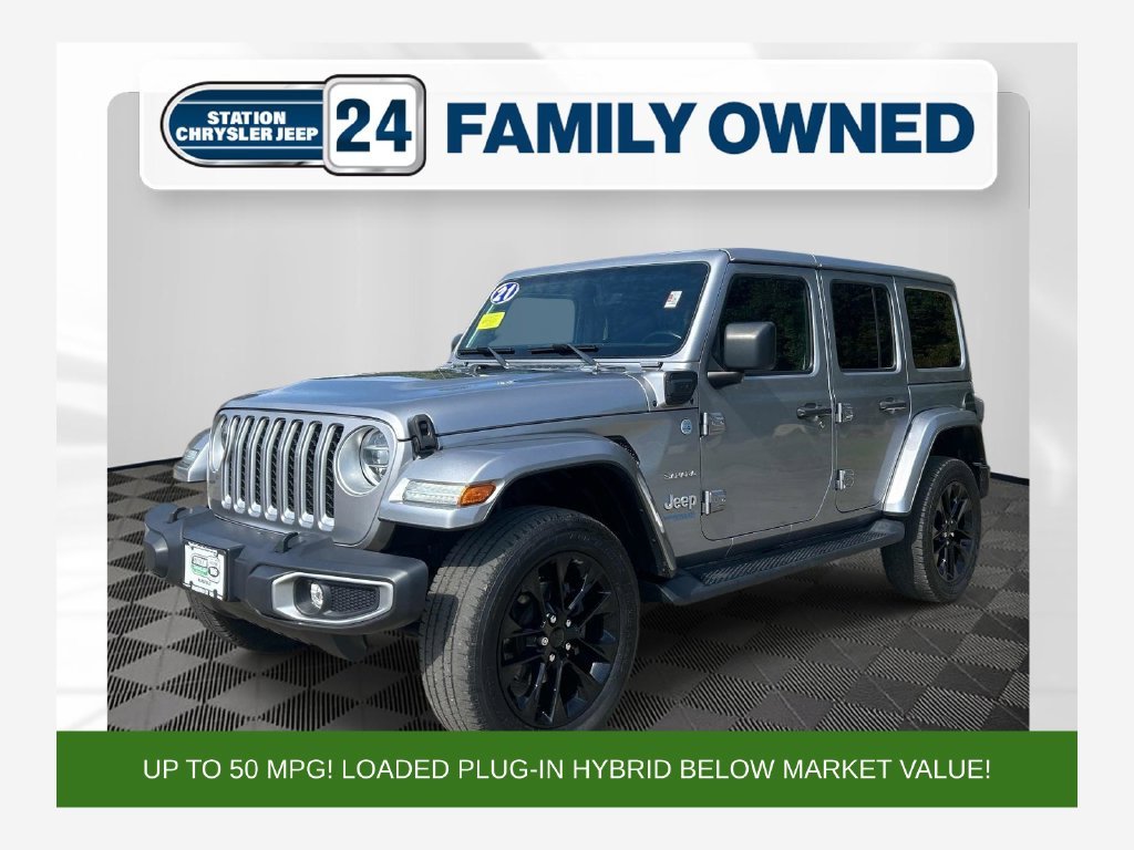 Used 2021 Silver Jeep Unlimited Sahara 4xe image 1