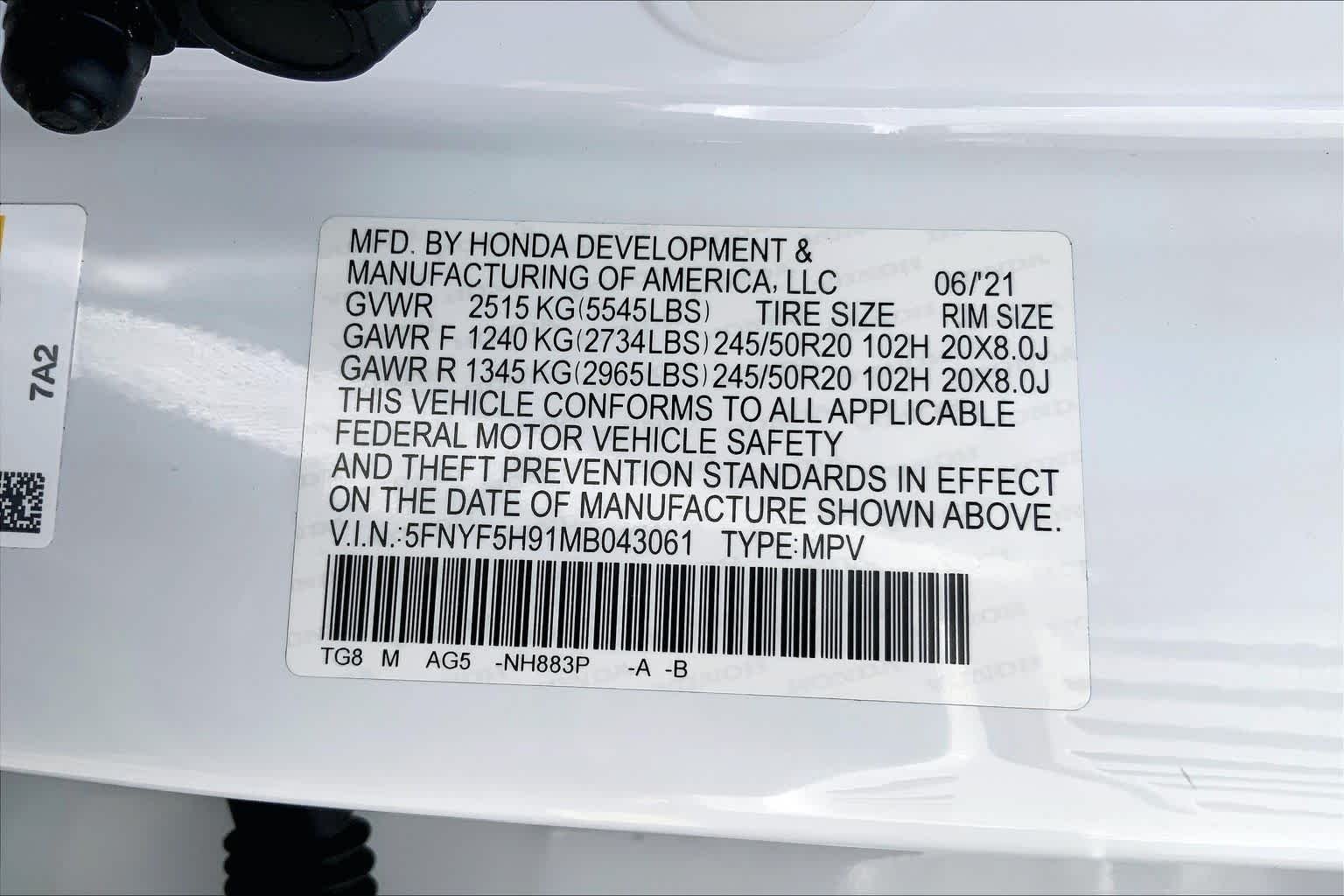 Used 2021 Platinum White Pearl Honda Touring 8-Passenger image 37