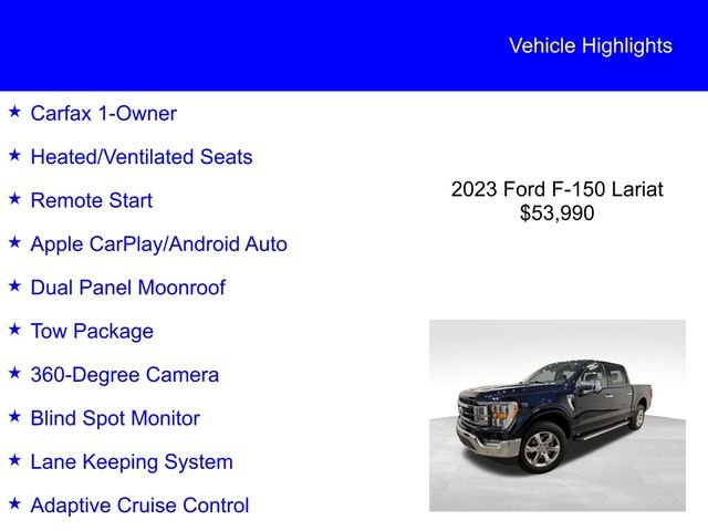 Certified Used 2023 Blue Metallic Ford Lariat image 3
