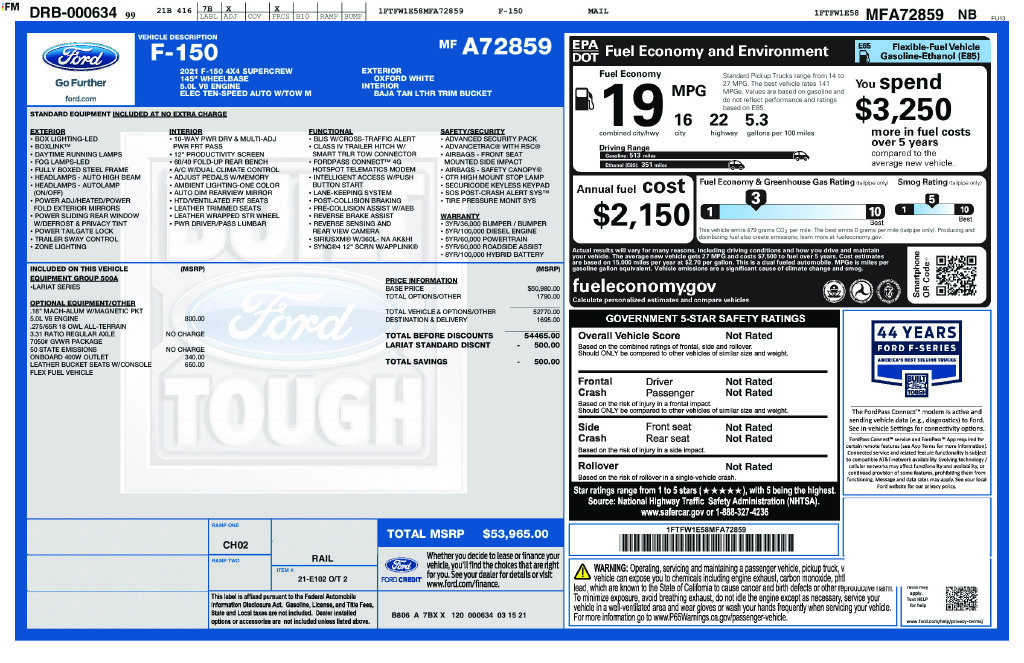 Used 2021 White Ford Lariat image 7