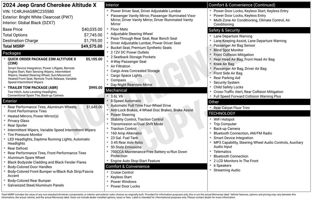 Used 2024 Jeep Grand Cherokee Altitude with VIN 1C4RJHAG8RC235580 for sale in Elk River, Minnesota