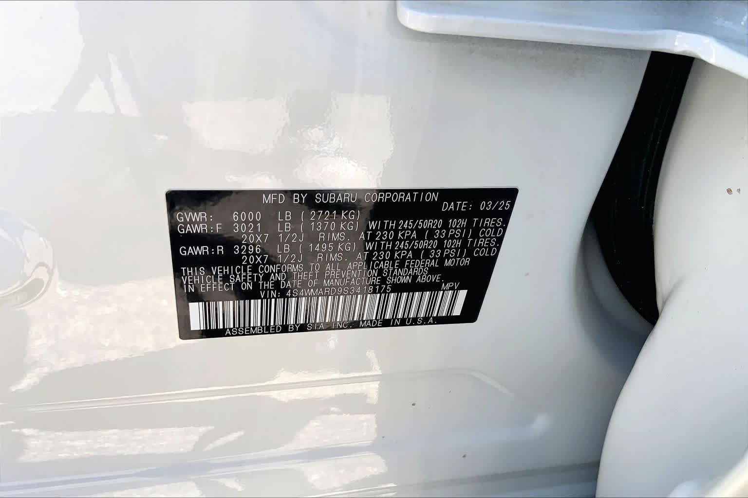 Used 2025 Crystal White Pearl Subaru Limited Bronze Edition image 30