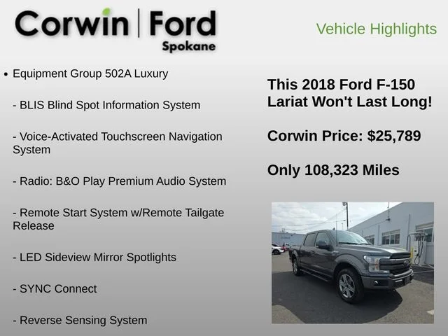 Used 2018 Magnetic Metallic Ford Lariat image 6