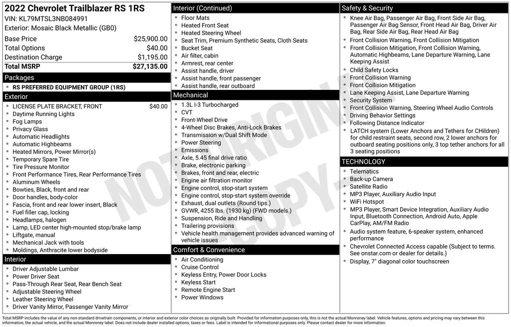 Used 2022 Black Chevrolet RS image 8