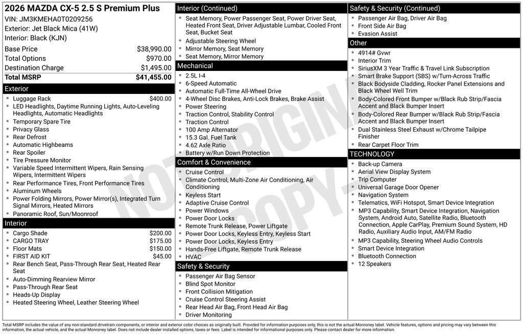 New 2026 Jet Black Mica Mazda 2.5 S Premium Plus image 3