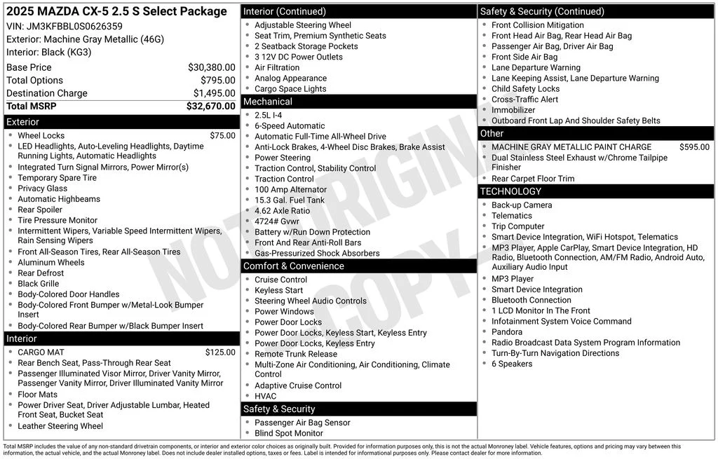 Used 2025 Gray Mazda 2.5 S Select Package image 9