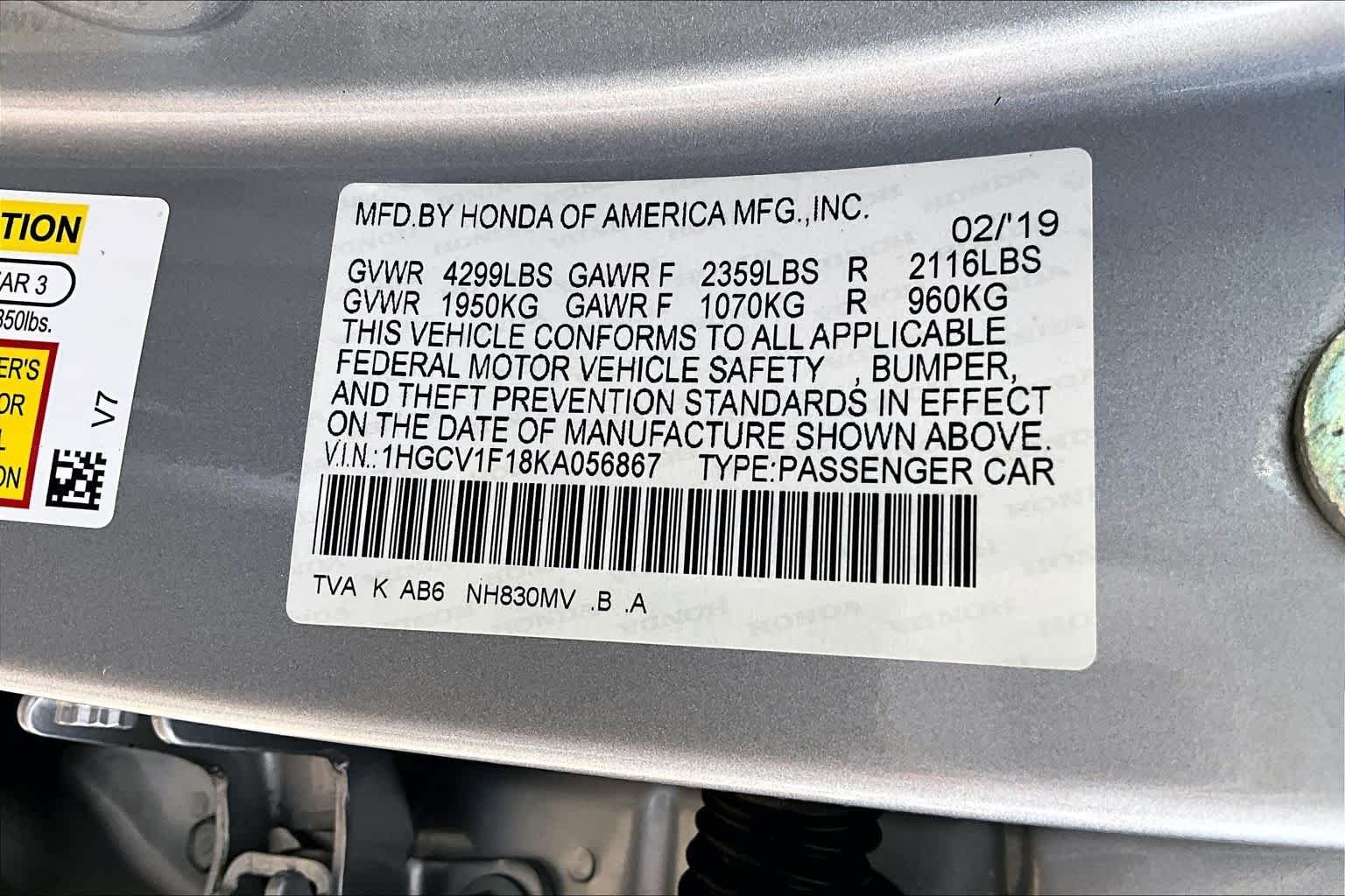 Used 2019 Lunar Silver Metallic Honda LX 1.5T image 33