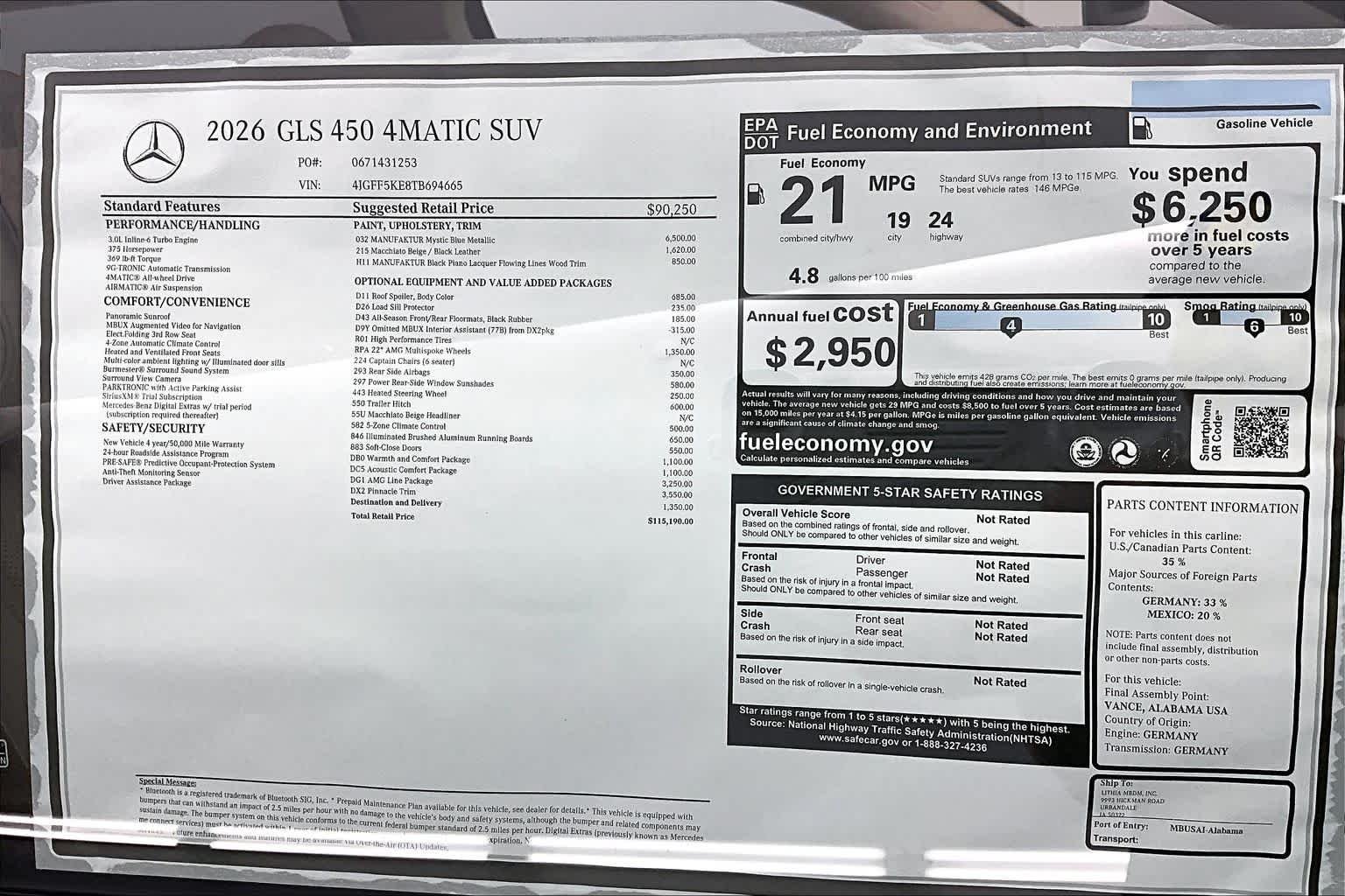 New 2026 MANUFAKTUR Mystic Blue Metallic Mercedes-Benz GLS 450 image 26