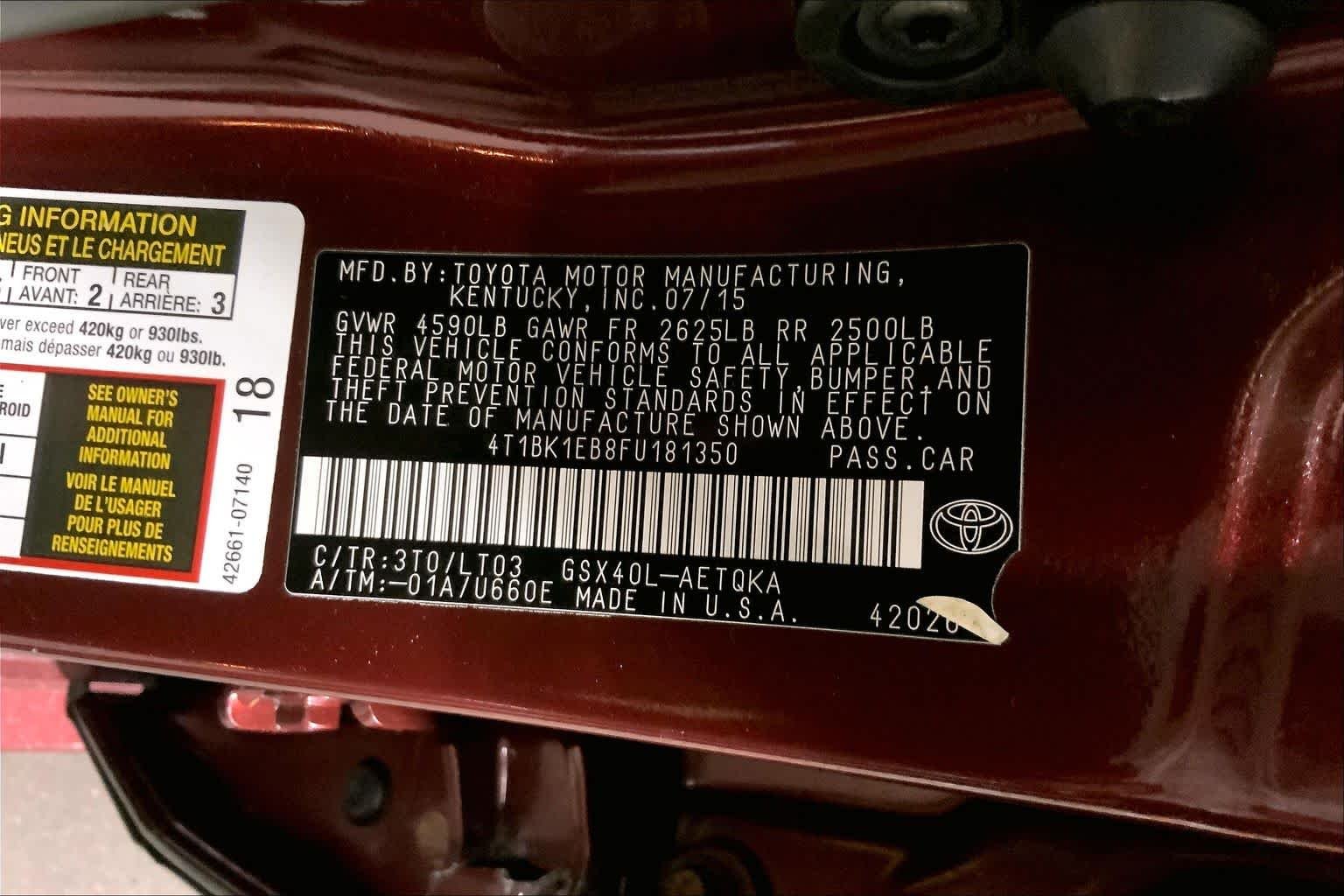 Used 2015 Ooh La La Rouge Mica Toyota XLE Touring image 37