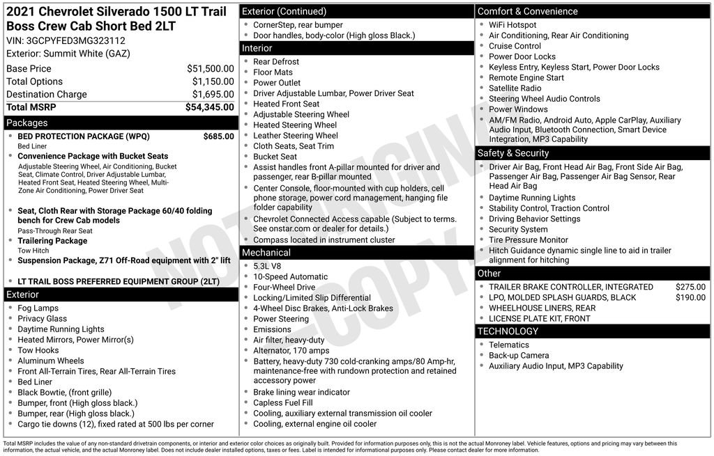 Used 2021 White Chevrolet LT Trail Boss image 24