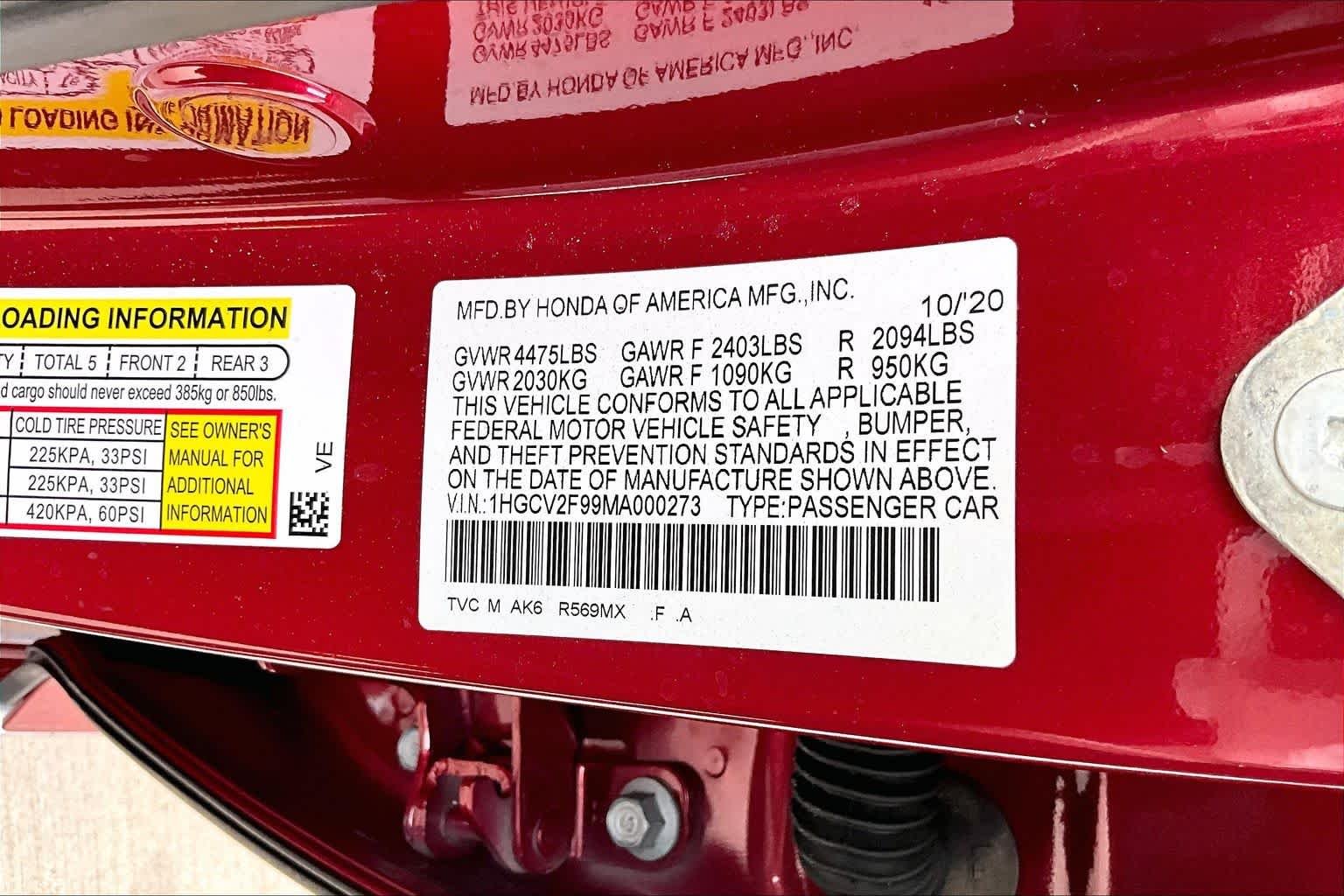 Used 2021 Radiant Red Metallic Honda Touring image 29