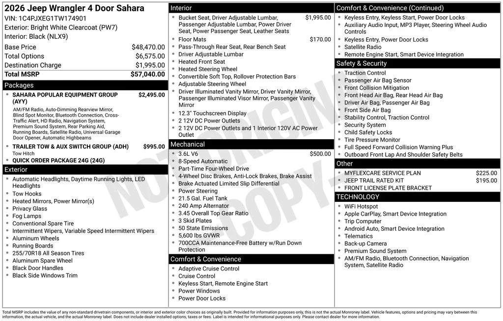 New 2026 Bright White Clear-Coat Exterior Paint Jeep Sahara image 6